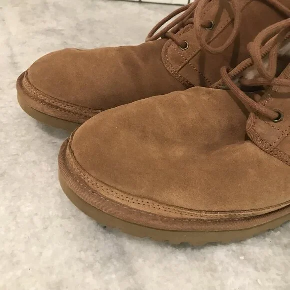 UGG Neumel Chukka Boots Mens Size 14 Chestnut Suede Sheepskin Shoes Waterproof - Picture 8 of 9